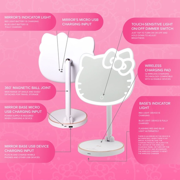 Impressions Vanity Company X Hello Kitty | LED Rechargeable Mirror - Picture 4 of 6